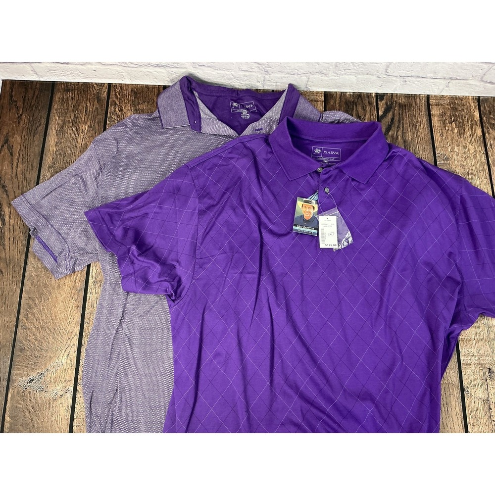 LOT of 2 JOS. A. BANK Leadbetter Golf Performance Polo Shirt Men's 2XLT Purple